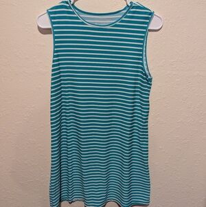 Coolibar Sun Protective Galene Swim Coverup Dress Size S Green/White UPF 50+